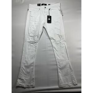NWT Jordan Craig Men's Theo Stacked Fit White Denim Jeans - Size 36x36 (37x35)